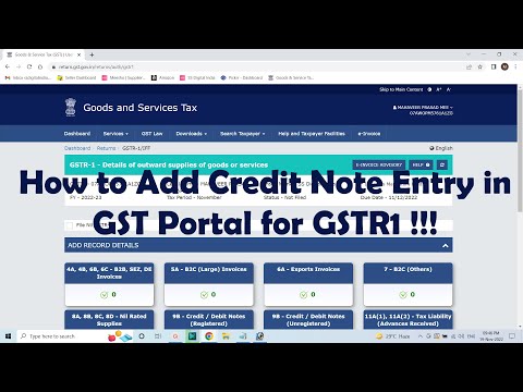 How to Add Credit Note Entry in GST Portal for GSTR1 !!!