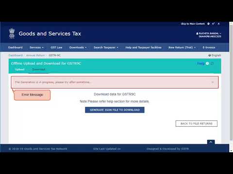 File Generation Progress Error while Downloading JSON in Form GSTR 9C
