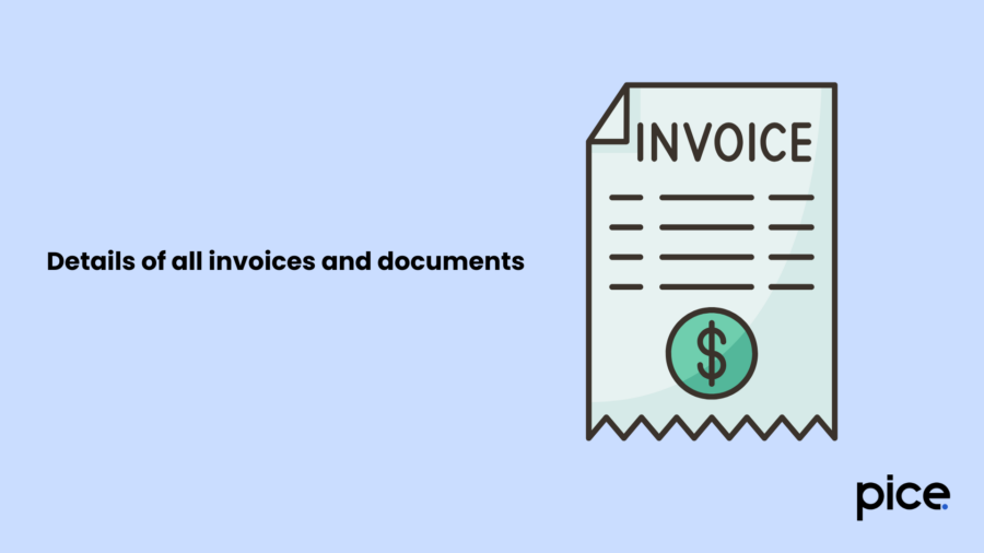 details of all invoices and documents