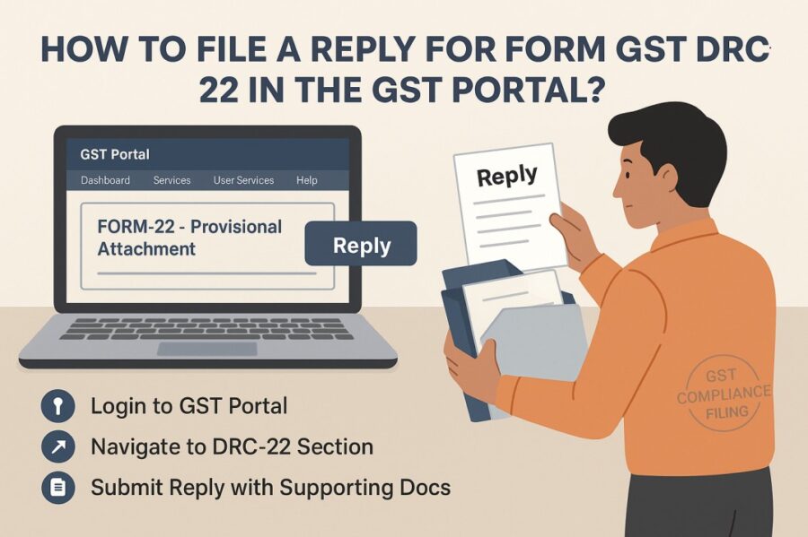 how to file a reply for form gst drc 22 in the gst portal?