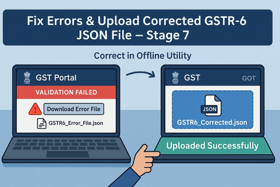 Stage 7 Process to Download the Error JSON File and Upload the Corrected Generated JSON on the GST Portal