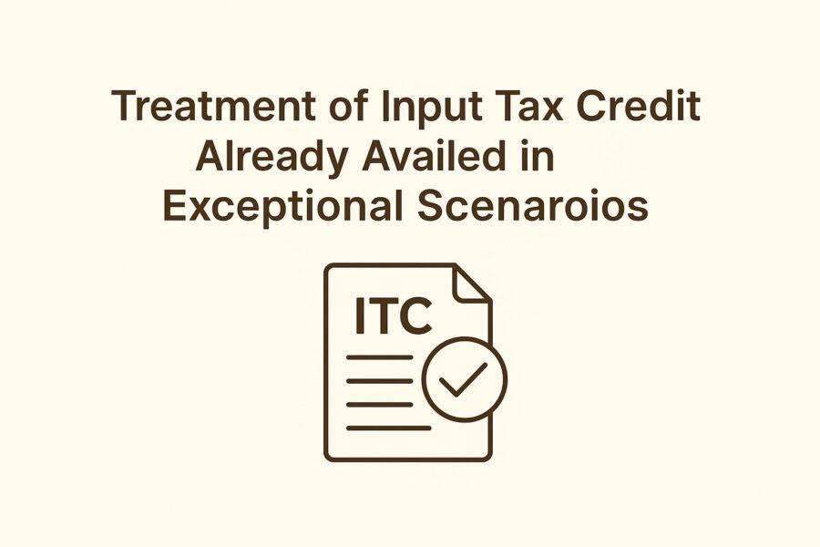 Treatment of Input Tax Credit Already Availed in Exceptional Scenarios