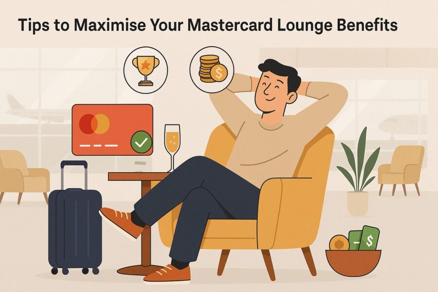 Person enjoys benefits of Master credit card lounge access