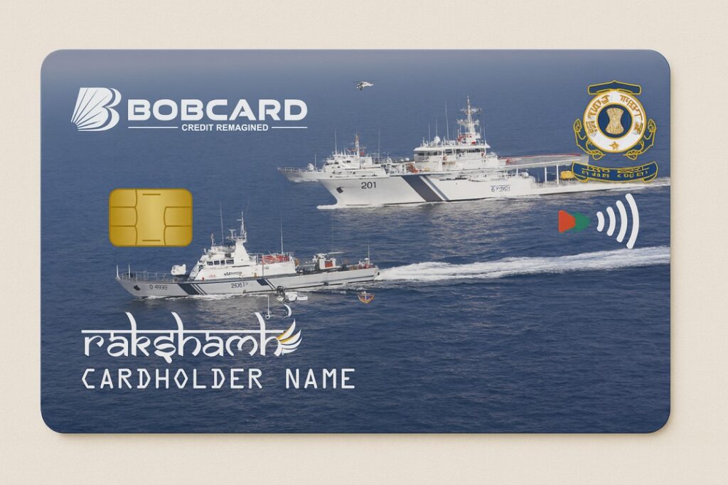 Indian Coast Guard RAKSHAMAH Bank of Baroda lifetime free credit card